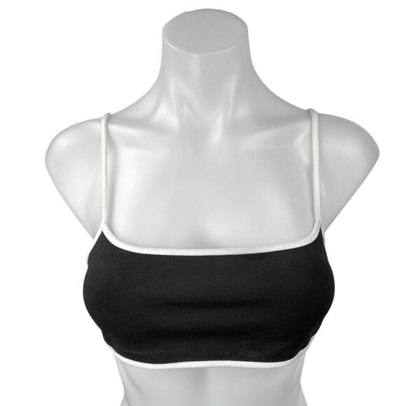 & Other Stories Women's Black White Sleeveless Scoop Neck Bra Crop Top Size 4 - Picture 1 of 7